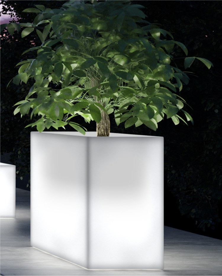 pot lumineux en cube